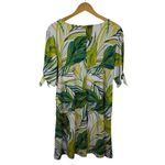 Susan Graver  Tropical Leaf Print Tie Sleeve Dress Size LP Liquid Knit Stretch Photo 3