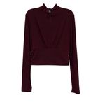 Brea Canyon XL Burgundy Mock Neck Keyhole Long Sleeve Banded Hem Top NWT Office Red Photo 1