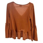 Peach Love California  high low bell sleeve waffle knit ruffle flare rust S flowy Photo 1