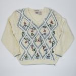 Vintage 70s Huntington Ridge Hand Knit Floral Sweater Size L Photo 1
