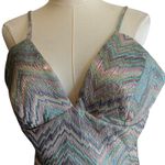 Laundry by Shelli Segal  Women's SZ 14 Dress Baby Doll Shiny Aztec Pastel Photo 2