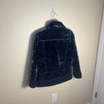 1. State  Crushed Velvet Navy Moto Jacket Faux Sherpa Trim Size M Photo 7