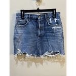 AGOLDE QUINN HI RISE MINI SKIRT Medium Wash RAW CUT HEM 27 Photo 2