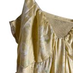 Free People Vintage  Yellow Silk Satin Floral Print Empire Slip Mini Dress Size 2 Photo 2