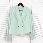 Cato Linen Double Breasted Crop Blazer Mint Green Large Photo 7
