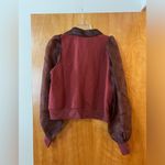 Selkie Oxford Ghosted Pullover Sweater Top Sheer Sleeves Chocolate Brocade XS Photo 11
