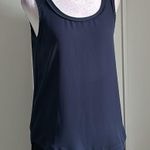 Philosophy Oversized Chiffon Deep Navy Blue Tank Blouse with Raw Hemline Photo 5