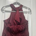 Lulus Confident Impression NWT size Large Burgundy Satin Pleated Halter Jumpsuit Photo 14