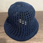 Navy Blue Crochet Bucket Hat by On 34th Photo 0