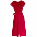 Ann Taylor NWOT  EYELET SLEEVE BELTED JUMPSUIT RED SZ-8 Photo 4