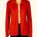 Eileen Fisher Organic Cotton dark orange red snap Cardigan Sweater Petite Small Photo 0