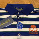Ralph Lauren Womens Polo  Shirt SP Blue Stripe Athletic Golf PGA Kiawah Ocean Photo 0
