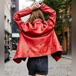 Free People NWT  Jealousy Leather Moto Jacket in Flame Photo 5