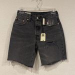 Levi's 501 90s Shorts Womens 24 Black Distressed Denim High Rise Frayed Hem New Photo 1