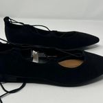 American Eagle Black Lace Up Pointed Toe Flats Size 6 Faux Suede Photo 5