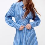 ZARA Cotton Poplin Striped Hourglass Fitted Belted Shirt Dress Small Photo 0