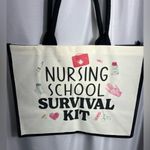 Nursing School Survival Kit Canvas Tote Bag NWT Reusable Multiple Use Tote Black Photo 1