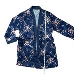 Morgan Lane x Fab Fit Fun Navy Floral Satin Belted Robe Sz Small/Medium Photo 7