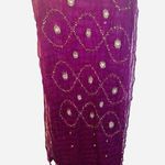 Raj Anthropologie 100% Silk Scarf Fuchsia Jewel Detail Made In India 68”x 18” Pink Photo 0