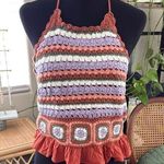 Lucky Brand NWT  Burnt Brick Crochet Open Back Halter Top Photo 0