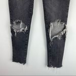 Levi's Levi’s 711 Skinny Crop Black Denim Distressed Raw Hem Jeans Sz 26 Photo 3