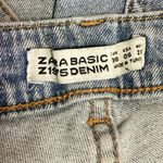 ZARA Basic Blue Light Wash Beaded Pearl Cuffed Hem Mid Rise Skinny Jeans Size 6 Photo 4