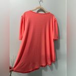 Plus Size Scoop/ V Neck Texture Solid Knit Top With Short Ruffle Sleeves Orange Photo 7