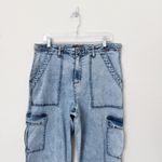 Sanctuary [Sanctuay] Light Wash Acid Denim High Rise Wide Leg Cargo Jeans Stretch Size 32 Photo 2