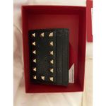 Valentino Garavani Rockstud Leather Card Holder Black Gold Studded Photo 4