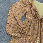 Tularosa  revolve Mustard Yellow Floral Ruffle Mini Dress Long Sleeve XS Photo 3