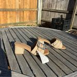 A New Day Nwt Size 9 Women's Kathleen Raffia Buckle Block Heels -  wedding summer Photo 2