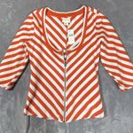 Maeve Anthropologie  XS Scoop-Neck Top Front Zip Crop Stripe Summer Trendy‎ New Photo 10