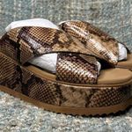 Yellow Box Jodee Snakeskin Print Platform Slip On Sandals in Taupe Photo 4