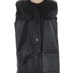 Newport News | Black Faux Leather Button Down Motorcycle Vest Size L Large Photo 0