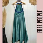 Free People  maxi dress Large  flowy halter cotton blend striped boho Photo 2
