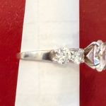 Around 1 ct 925 Brilliant Rd Center 4 Rd Accents CZ Bridal Cocktail Ring Sz 5 Silver Photo 3