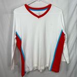 Athletic Works women’s white color stripe v-neck 3/4 sleeve active stretch shirt Photo 0