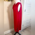 ACACIA Drape Front Bamboo Blend Asian Print Tee Shirt Swim Cover Dress ~Medium Red Photo 5