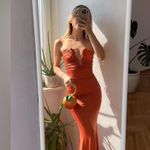 ZARA NWT  Box Style Orange Peach Clutch with Gold Handle & Chain Shoulder Strap Photo 14