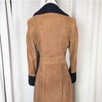 American Vintage Vintage Pennylane Suede Boucle Trim Double Breasted Long Coat Brown and Black Photo 12