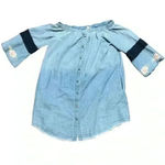 Cotton Bleu Strapless Denim Dress With a Raw Hem Blue Size M Photo 1