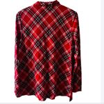 kim rogers NEW Red Plaid Henley Shirt Medium collar black outdoors rustic NWT Photo 1