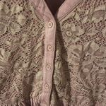 Torrid Plus 3X Pink Long Sleeve Babydoll Lace Trimmed Button Front Tiered Top Photo 6