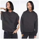 frame denim NEW! X Imaan LARGE Zipper Long Short Sleeve BLACK Hoodie Sweatshirt Photo 1