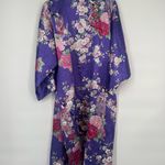 Vintage Jugemm Kimono Robe Woman Grecia Made Japan Purple Peacock Satin Oriental Size undefined Photo 5
