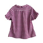 Pendleton Vintage gingham check gauzy reversed Peter Pan collar blouse size XL Photo 2