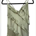 Show Me Your Mumu Womens Romance Ruffle V Neck Moss Green Satin Maxi Dress Sz XL Photo 2