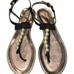 Kate Spade Black Patent Leather Pearl Strap Thong Sandals Shoes size 7.5 Photo 0