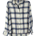 Treasure & Bond  Boyfriend White Plaid Button Up Long Sleeve Blouse Medium Photo 0