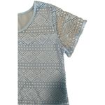 Women's Crochet Lace Gauze Blouse, Korean Style Shirt, Tight Blue Size L Photo 1